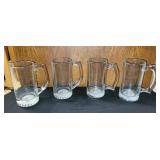 4 PC CLEAR GLASS MUGS