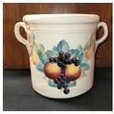 ITALIAN POTTERY CROCK, FRUIT PATTERN