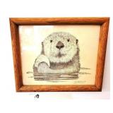 OTTER FRAMED ART WORK, SIGNED JACK TAVENNER