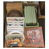 ASSTD COASTERS, BEARS, DELFT STYLE, WOOD W/INLAY,&