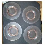 4 PC PINK GLASS PLATES #1