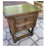 HEAVY PINE OCCASIONAL TABLE, 2 DRAWERS