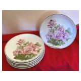 SET OF 6 PORCELAIN 8" DESSERT PLATES, MARKED