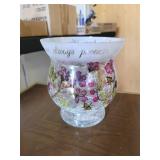 CRACKLED GLASS CANDLE HOLDER, LOVE THEME