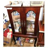 CHERRY WOOD DISPLAY GLASS SHELF CABINET