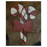 3 PC CHRISTMAS PAINTED WOOD CANDY CANE DECOR