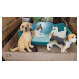 ASSTD DOG FIGURINES, & WOODEN SOFA