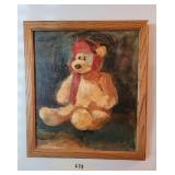 FRAMED TEDDY BEAR OIL ON CANVAS, TOM BLACK