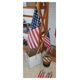 5 PC AMERICAN THEME FLAGS, BASKETS, DECOR