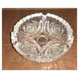 VTG CUT GLASS ROSE PATTERN ASH TRAY