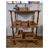 3 SHELF WOOD ROLLING CART