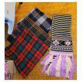 4 PC WINTER SCARVES, PLAID, STRIPES