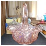 VTG L.E. SMITH GLASS BASKET QUINTEC PATTERN