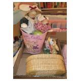 3 PC WICKER TRINKET BOX, HAPPY EASTER BUCKET, &