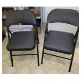 2 PC METAL FOLDING CHAIRS, PADDED SEAT & BACK