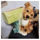 VTG CERAMIC DOG & MAILBOX PLANTER