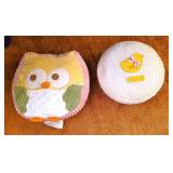 2 PC DECORATIVE THROW PILLOWS, OWL & CHICK