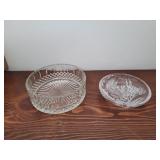 2 PC GLASS DISHES, TULIP, DIAMOND PATTERN