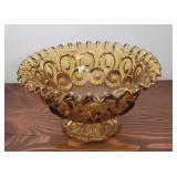 AMBER GLASS FOOTED CENTERPIECE BOWL