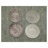 4 Shield Nickels