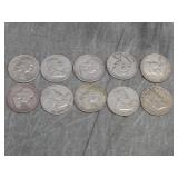 10 Franklin SiLVER Half Dollars