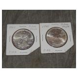 1993 & 1995 .999 SILVER American Eagles