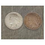 1925 & 1927 D Peace SILVER Dollars