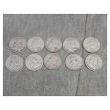 10 Franklin SILVER Half Dollars