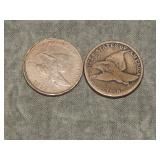 1857 & 1858 Flying Eagle Cents