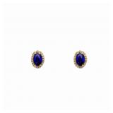 14kt Gold Natural Sapphire Halo Diamond Earrings