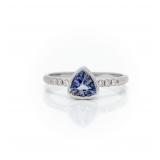 14K WG 0.69ct Trillion Tanzanite and Diamond Ring