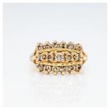 Vintage 10kt Gold Champagne Diamond Cocktail Ring