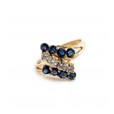 Vintage 14kt Gold Sapphire Diamonds Cluster Ring