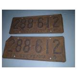 Set of two 1926 Pennsylvania licensed tags.