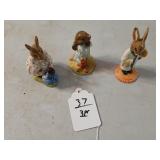 3 Royal Doulton bunnykins rabbit figures.