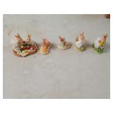 5 Royal Doulton bunnykins rabbit figures.