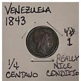 Venezuela 1843 1/4 Centavo