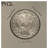 US 1912 Silver Barber 50c