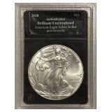 US Certified BU 2018 Silver Eagle