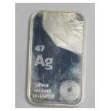 ELEMETAL MINT 1 OZ FINE SILVER BAR