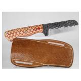 HANDMADE DAMASCUS STEEL COWBOY BULL CUTTER KNIFE