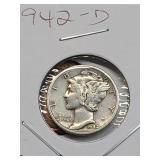 1942-D Silver Mercury Dime