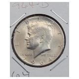 Uncirculated 1964-D Silver Kennedy Half Dollar