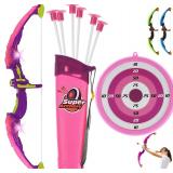 ToyVelt Kids Bow & Arrow Set  6 Arrows  Pink
