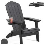 Aiho Adirondack Chair  Folding Patio Chair  Black