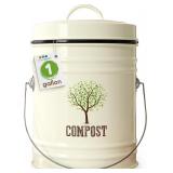 1.0 Gallon Compost Bin  Farmhouse - Beige