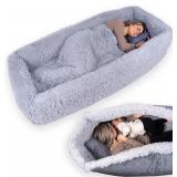 Comfy Human Dog Bed 70"x30"x12 Washable Faux Fur