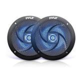 5.25in Marine Speakers Waterproof Blue LED Pyle