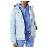 Dusty Blue Hooded Puffer Coat  Plus Size 5XL