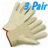 3pr SM Cowhide Leather Gloves  Keystone Thumb